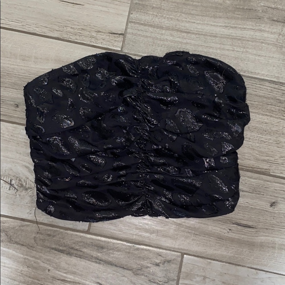 NEW ruched glittery cheetah print crop top